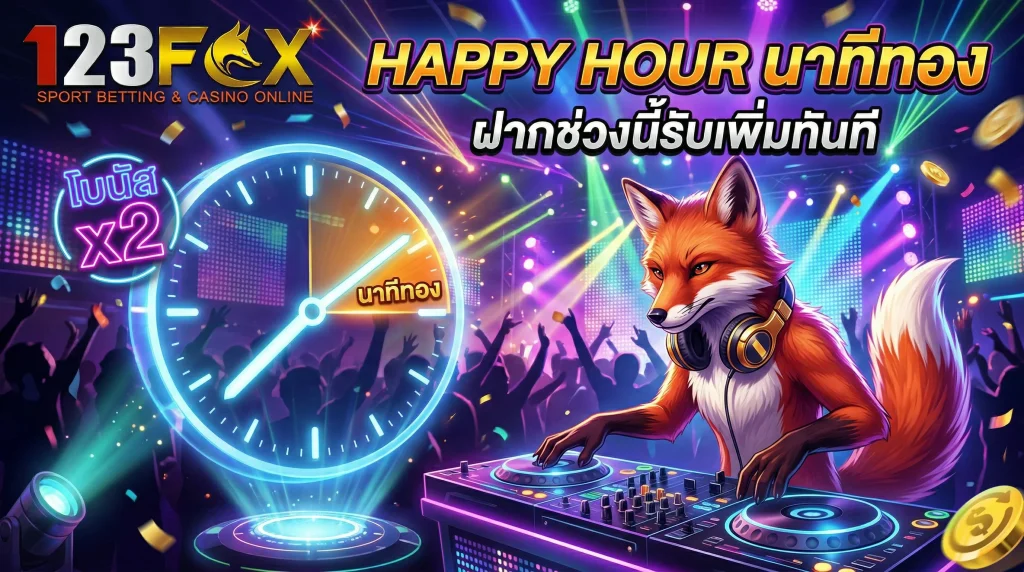 โปรโมชั่นนาทีทอง 123FOX ฝากเงินช่วงเวลาพิเศษรับโบนัสเพิ่ม