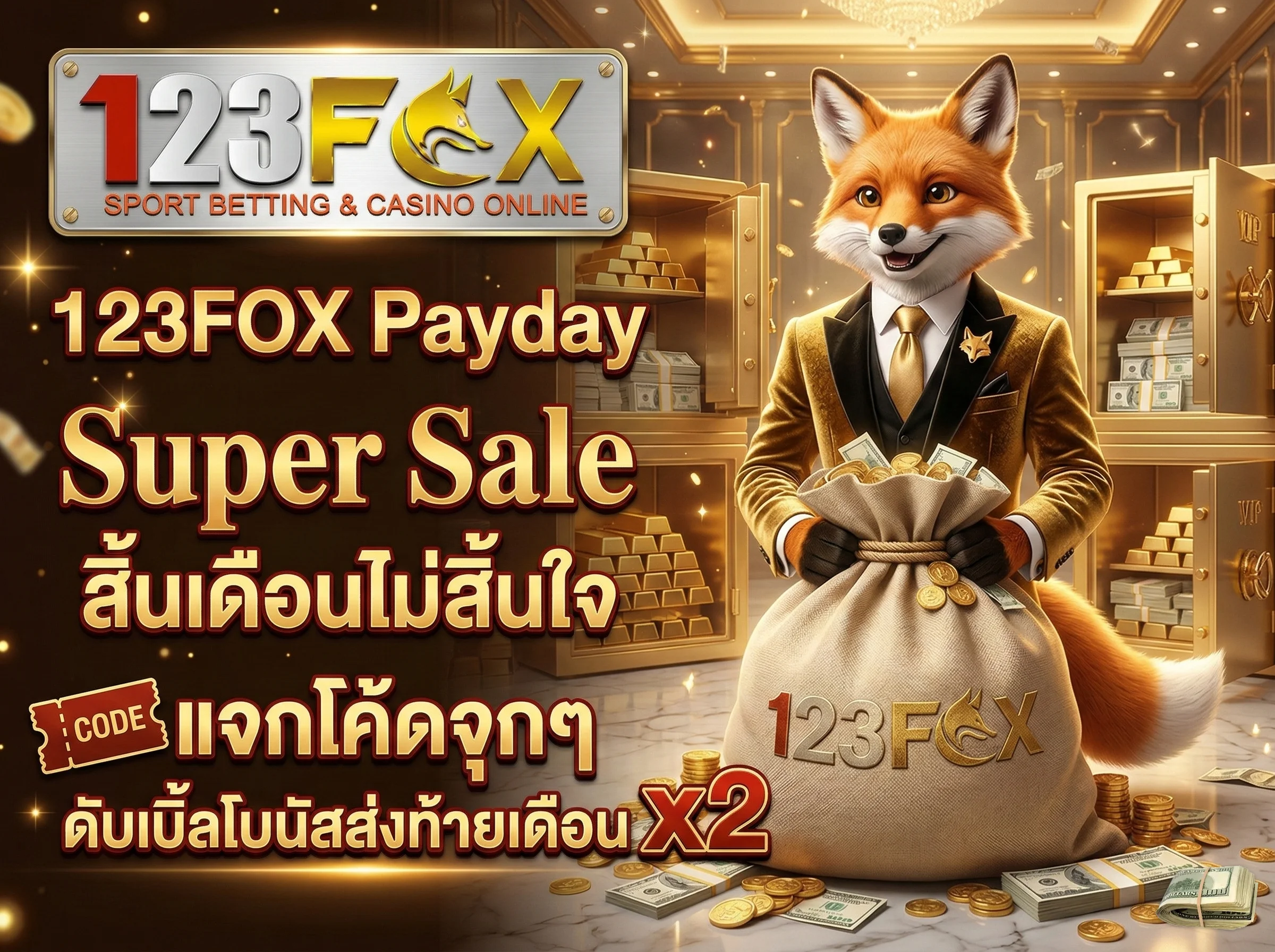 โปรโมชั่นสิ้นเดือน 23FOX อีเวนต์พิเศษแจกโค้ดและดับเบิ้ลโบนัส