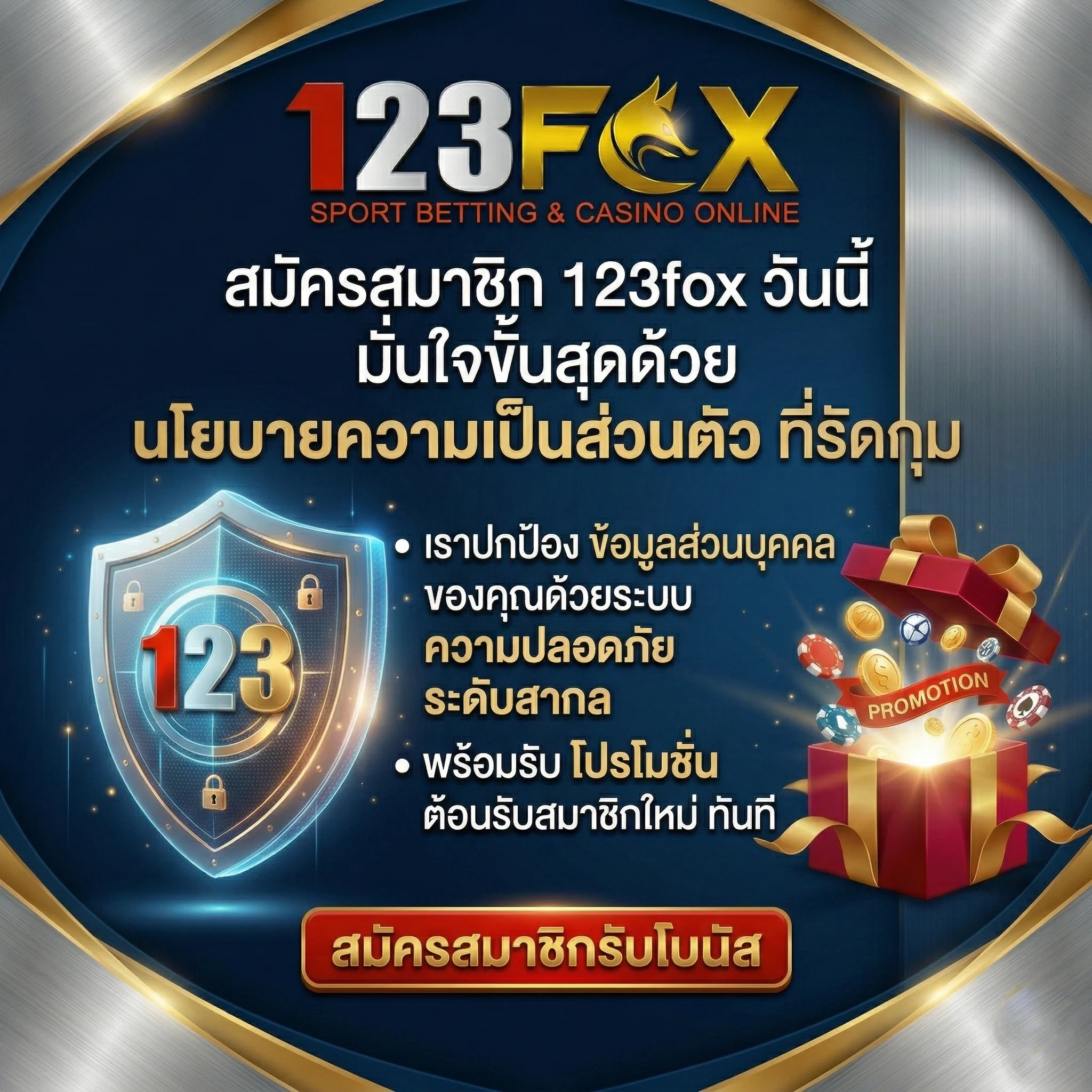 โปรโมชั่น สุดคุ้ม และมั่นใจได้ในความปลอดภัยด้วย นโยบายความเป็นส่วนตัว 123fox ที่ปกป้อง ข้อมูลส่วนบุคคล ของคุณ