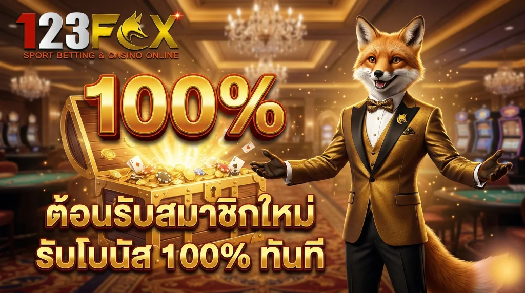 โปรโมชั่นต้อนรับสมาชิกใหม่ 123FOX รับโบนัส 100%