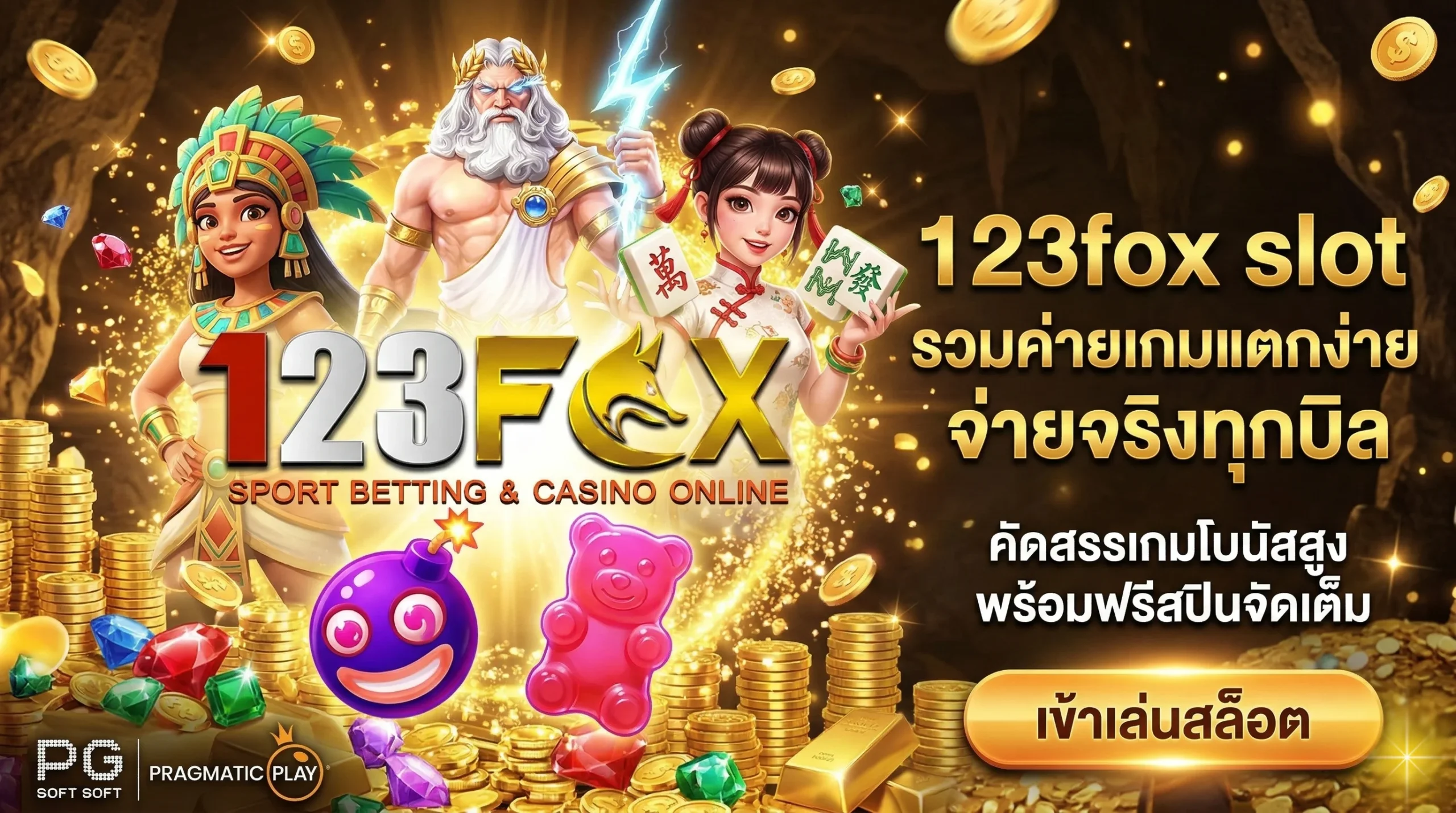 รวมค่ายเกมชั้นนำแตกง่ายใน 123fox slot จ่ายจริงทุกยอด