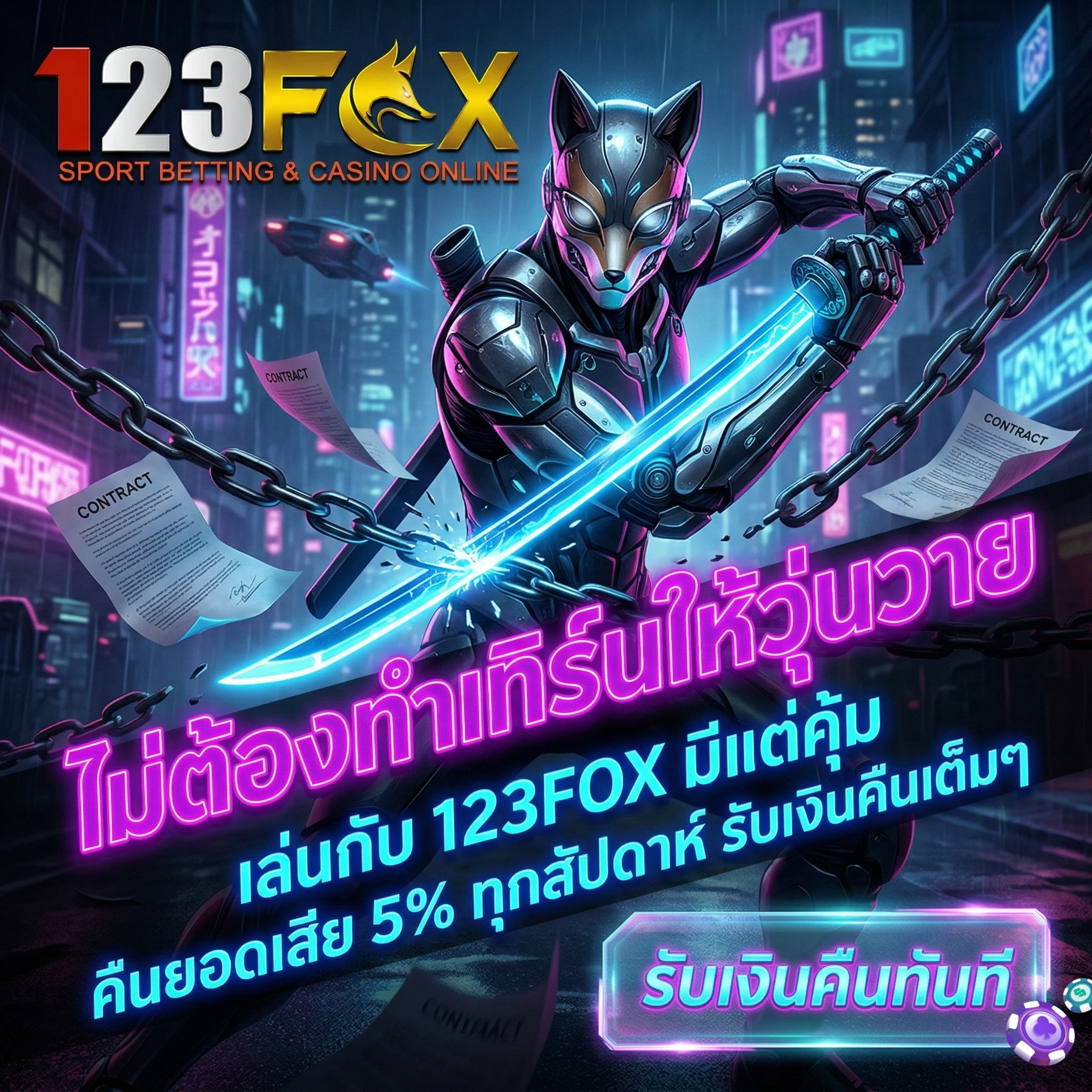 123FOX โปรโมชั่นคืนยอดเสีย 5% ทุกสัปดาห์ ไม่ต้องทำเทิร์นให้วุ่นวาย