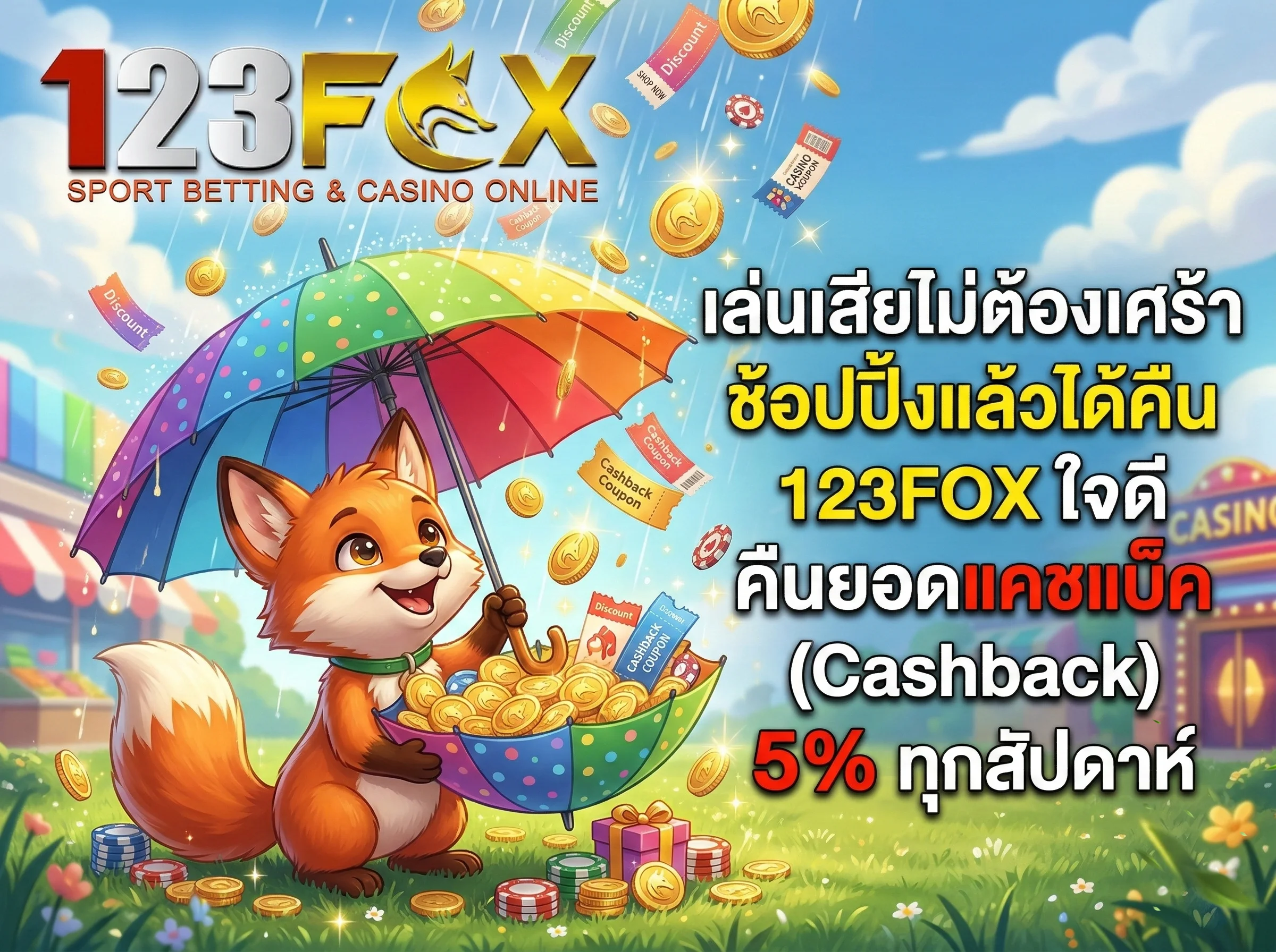 โปรโมชั่นคืนยอดแคชแบ็ค 23FOX รับเงินคืนทุกสัปดาห์