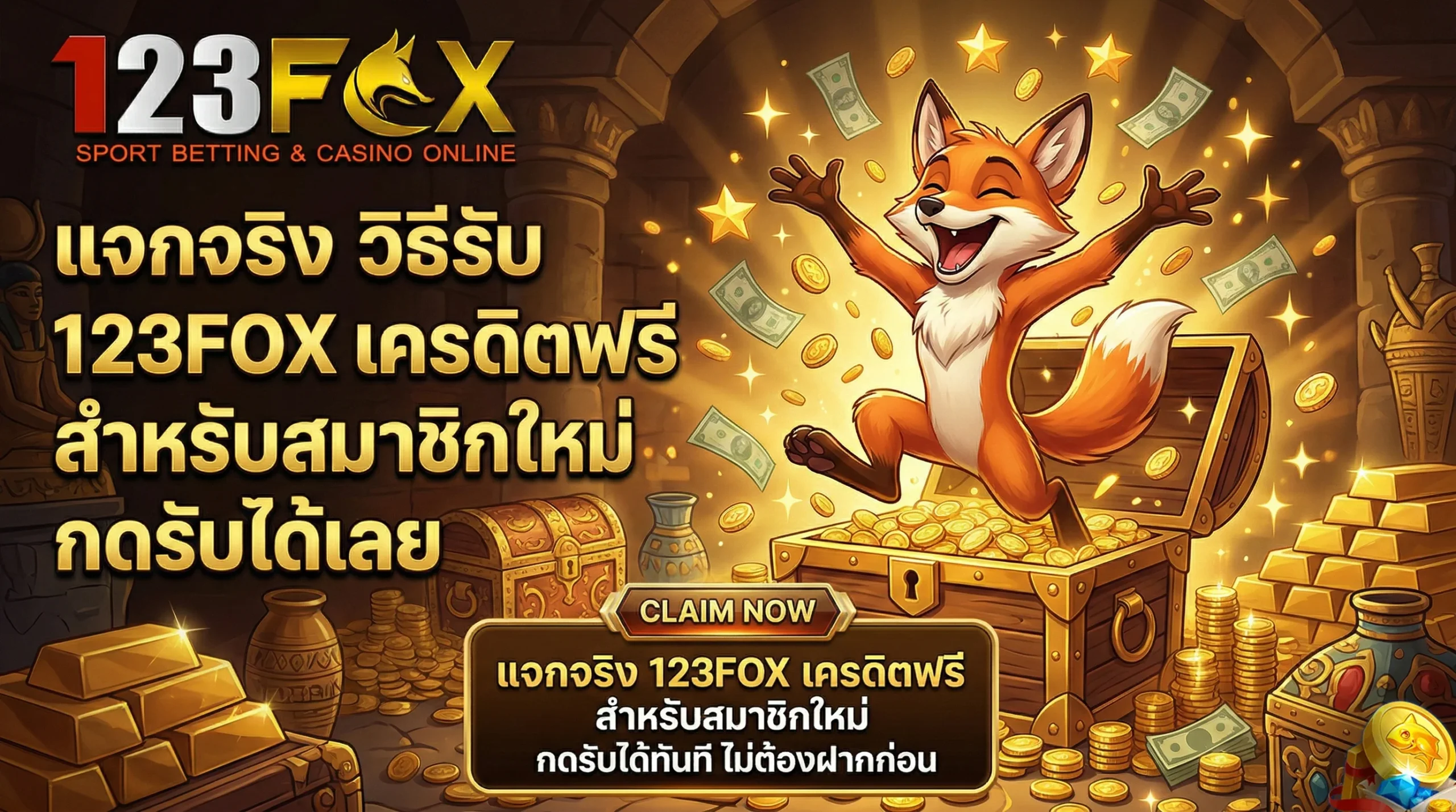แจกจริง วิธีรับ 123FOX เครดิตฟรี สำหรับสมาชิกใหม่ ไม่ต้องฝาก