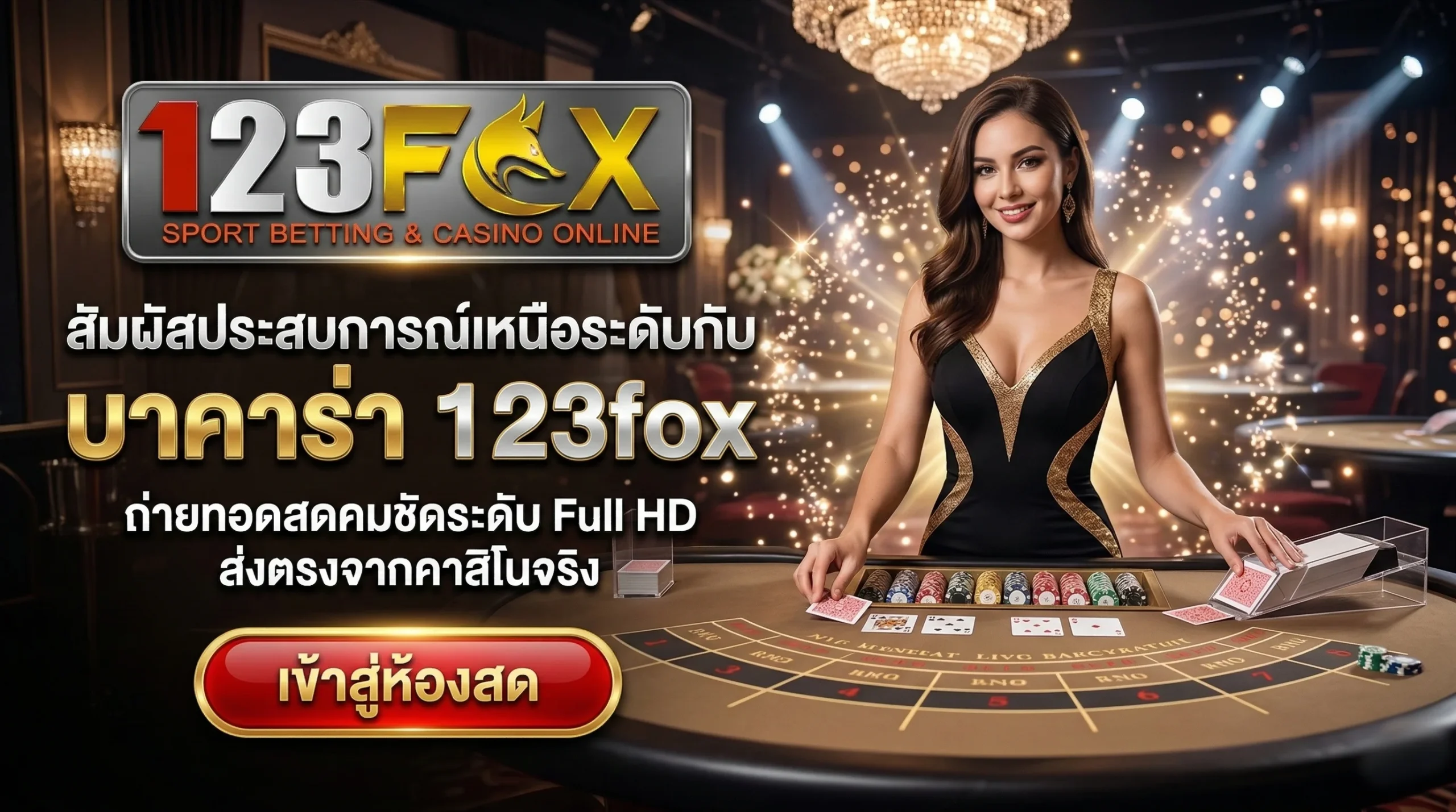 เดิมพันคาสิโนสด บาคาร่า 123fox ถ่ายทอดสดความละเอียดสูง