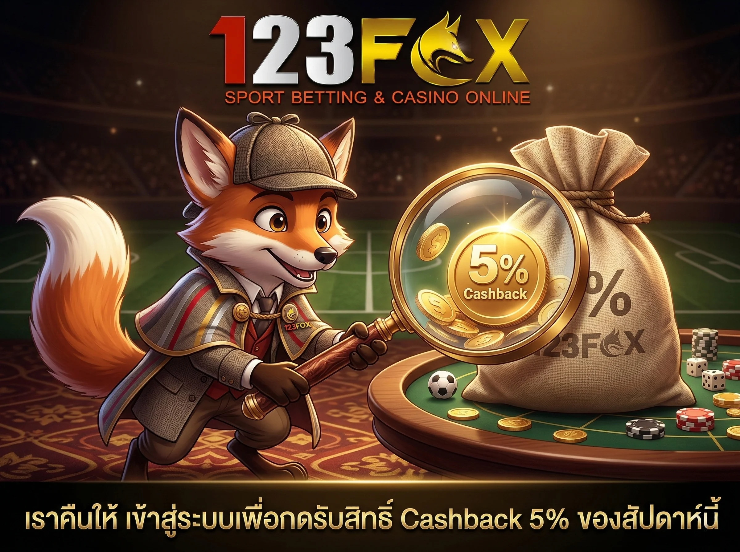 คืนกำไร กดรับสิทธิ์แคชแบ็คเมื่อเข้าสู่ระบบ 123fox