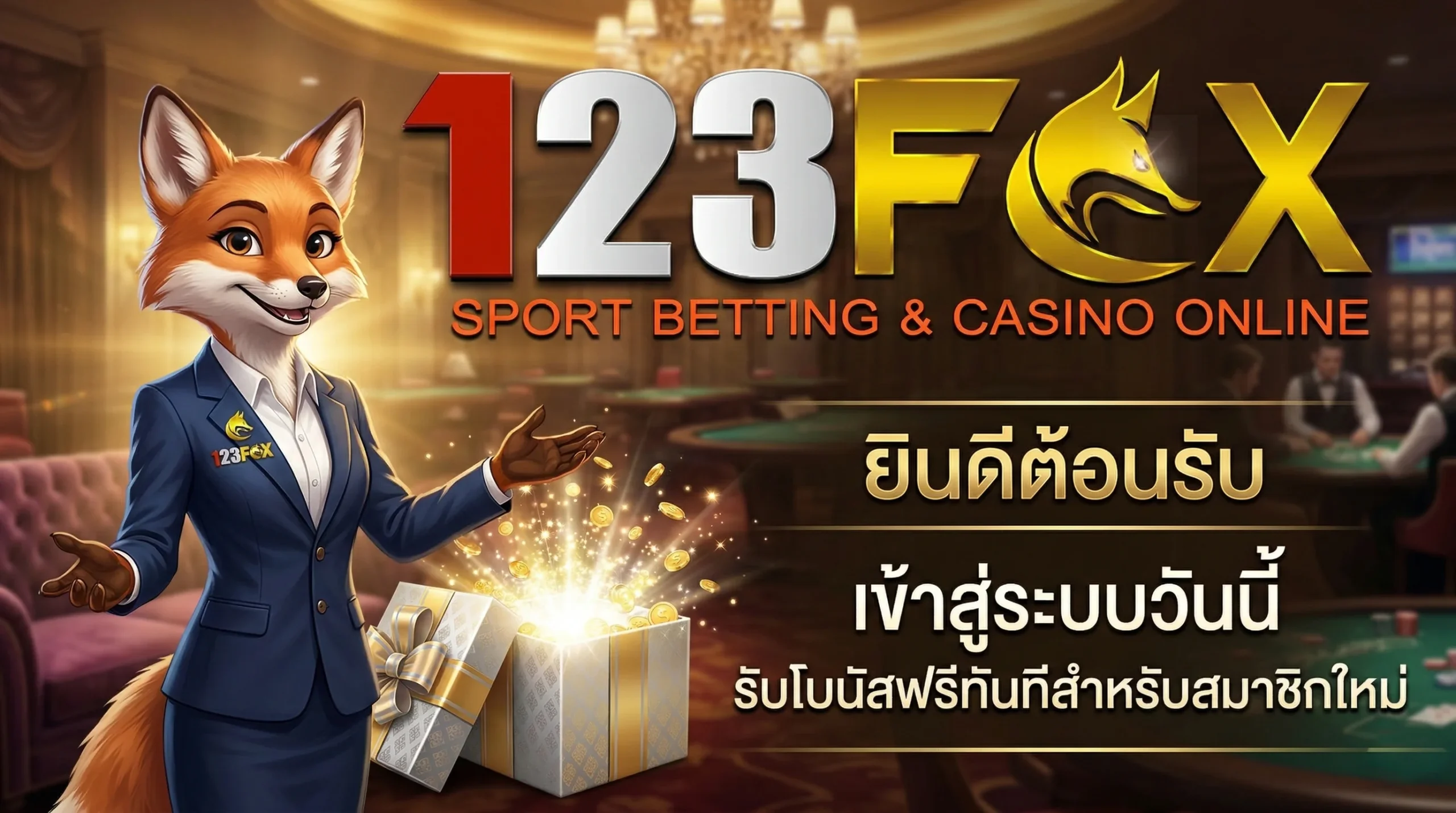 ต้อนรับสมาชิกใหม่ รับโบนัสฟรีทันทีเมื่อเข้าสู่ระบบ 123fox