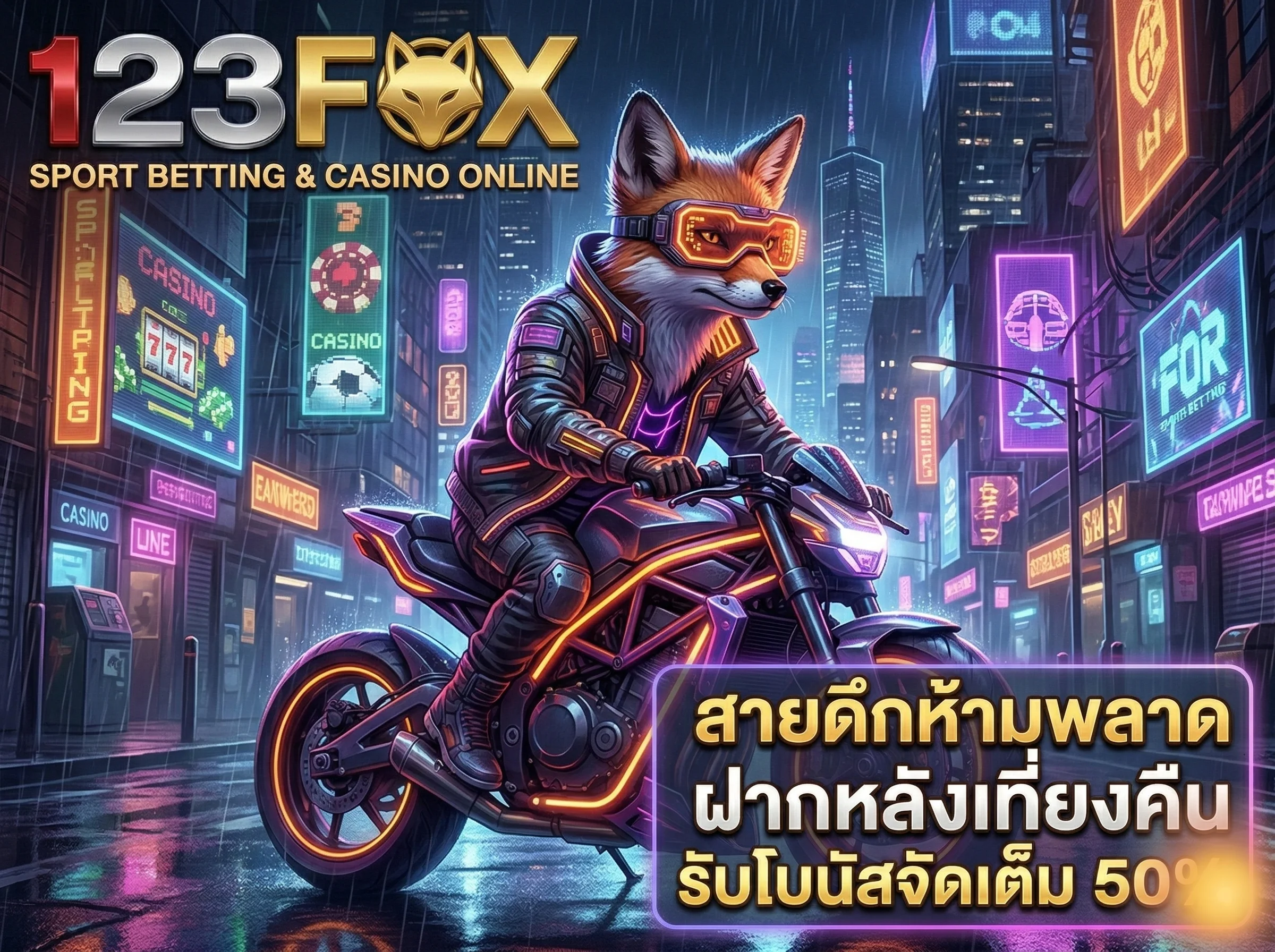 ทางเข้า 123fox โปรโมชั่นรอบดึก ฝากเงินหลังเที่ยงคืนรับโบนัส 50%