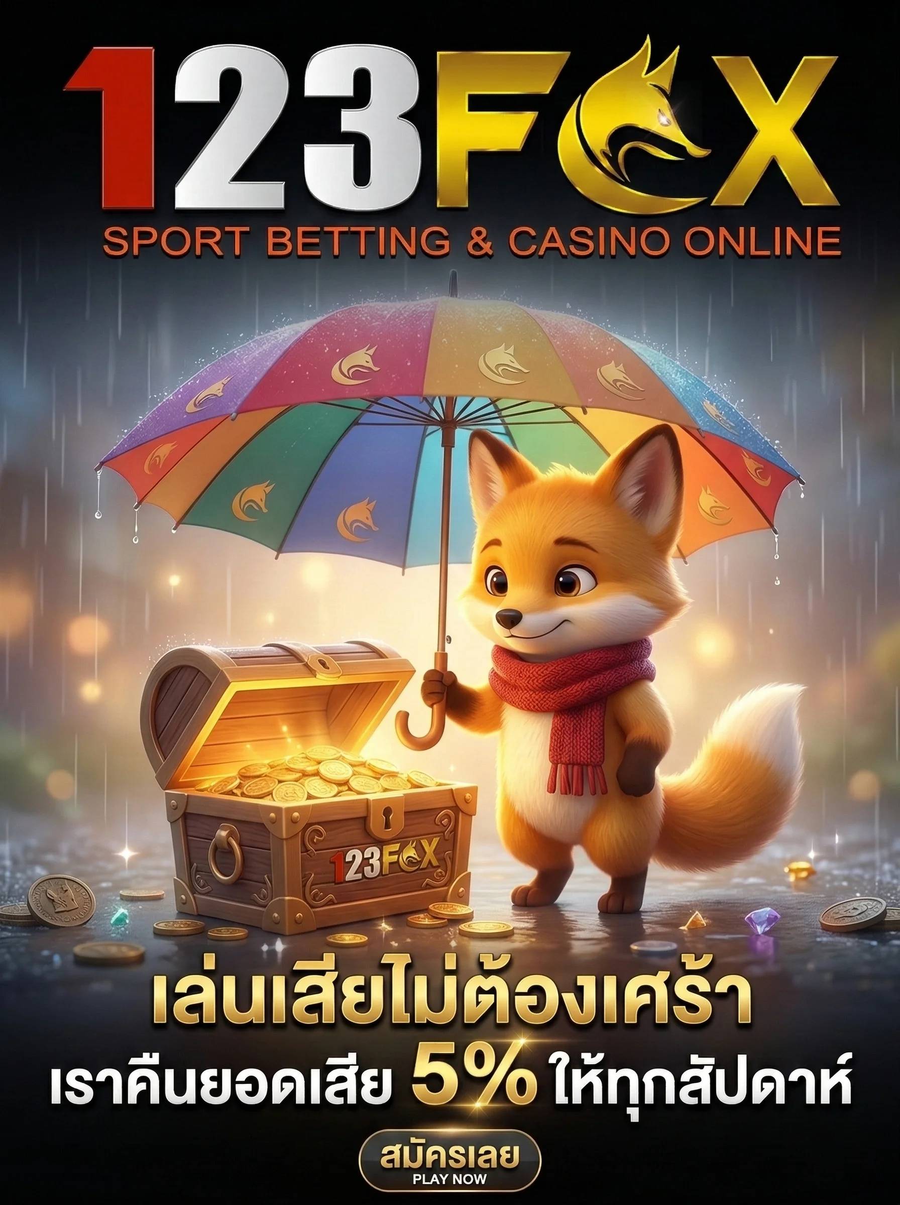 ทางเข้าเล่น 123fox โปรโมชั่นคืนยอดเสีย 5% ทุกสัปดาห์ เล่นเสียเราคืนให้