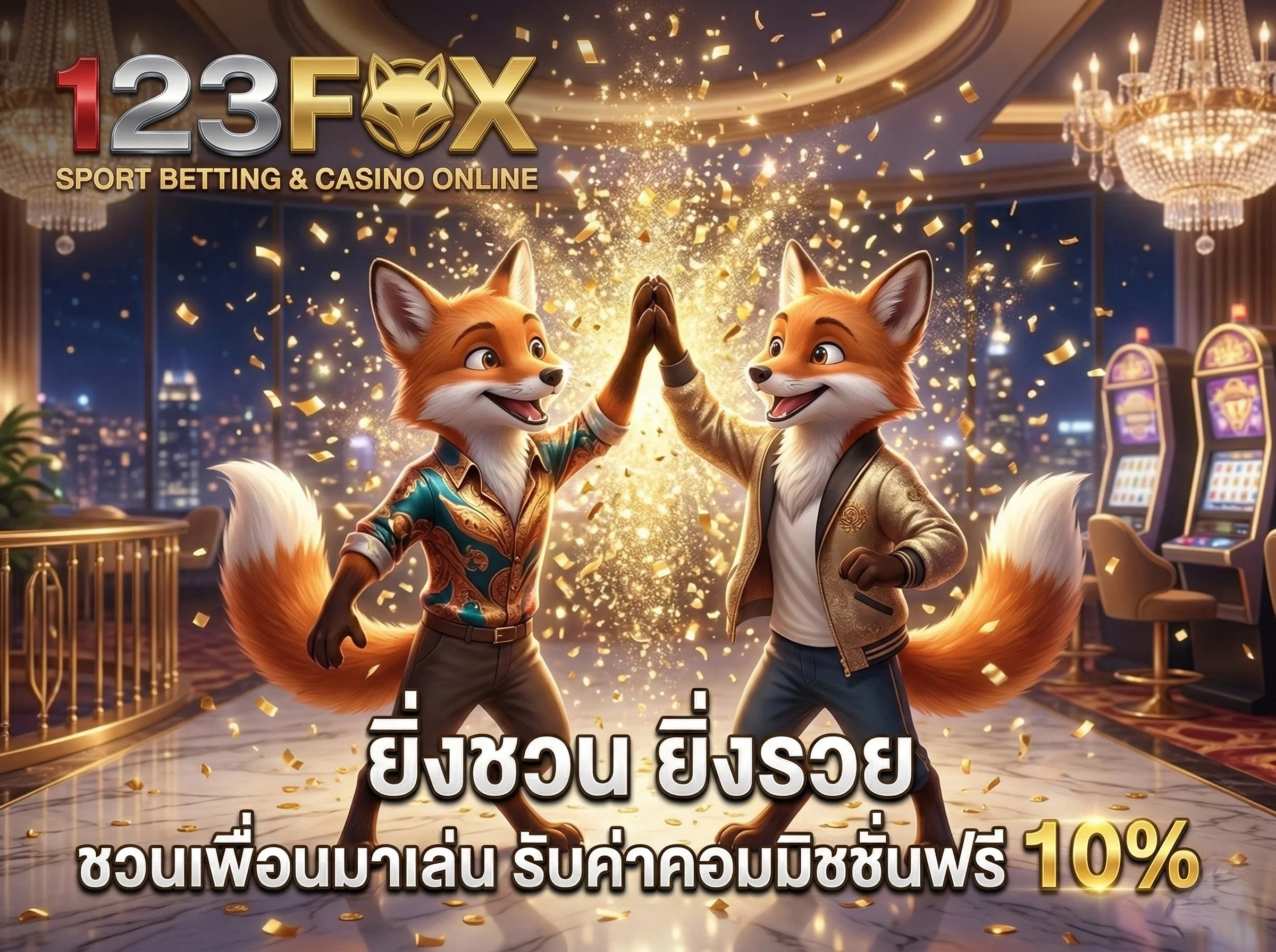 ทางเข้าเล่น 123fox ชวนเพื่อนมาสมัครเล่นด้วยกัน รับค่าคอมมิชชั่น 10%