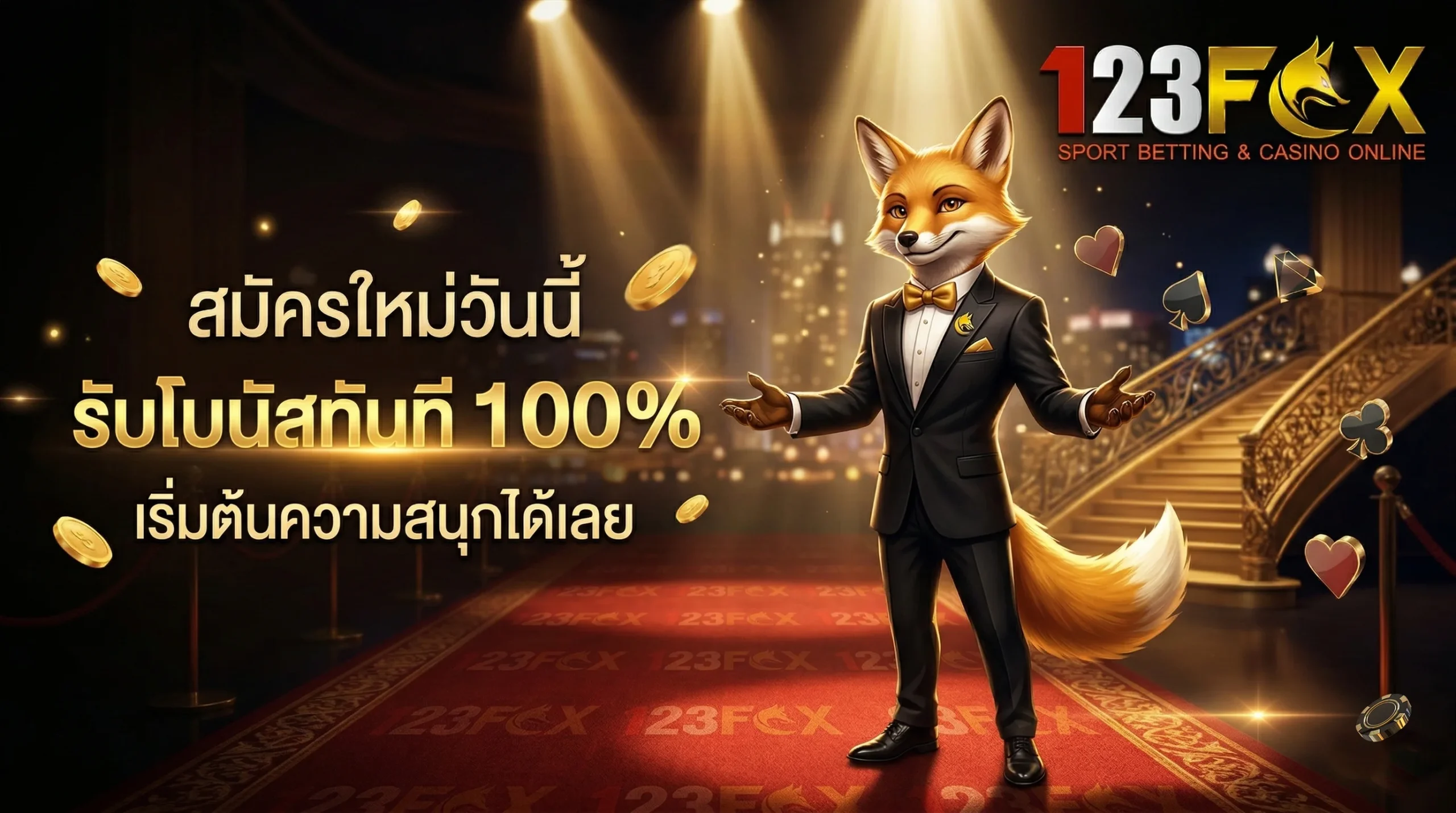 ทางเข้าเล่น 123fox สมัครสมาชิกใหม่วันนี้ รับโบนัสฟรี 100%